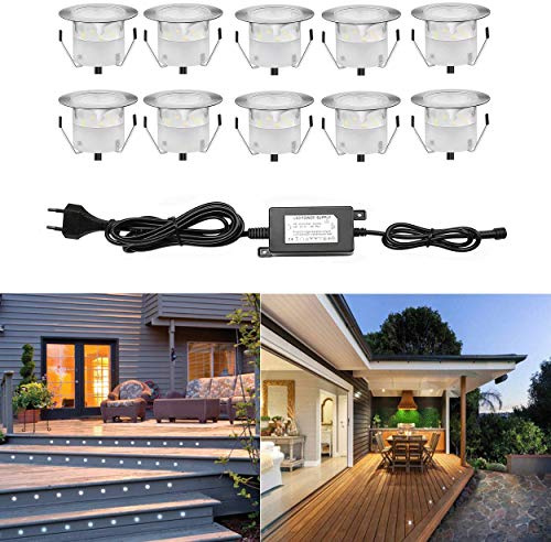 Iluminación LED de 12 V, foco, 45 mm Eclairage exterior, Decoration plafón, terraza, etancheimpermeable, metal plástico, blanco frío, 45mm,10pcs 12.00 volts