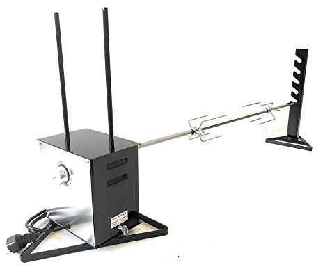 Tournebroche géant 'vitesse variable Broche Acier Inoxydable cm 120 couple fourchettes pour bloquer la viande inox