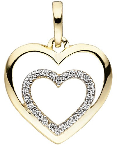 Jobo Damen-Anhänger Herz aus 9 Karat 375 Gold Bicolor mit 26 Zirkonia