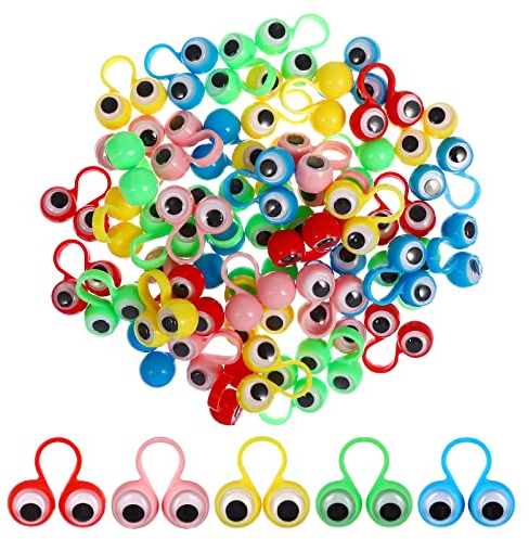 50 Pcs Auge Fingerpuppen Wiggly Augapfel Finger Puppet Ringe Auge Finger Spielzeug Kinder Große Augen Finger Ring Puppen für Kinder Party Favor (Gelegentliche Farbe)