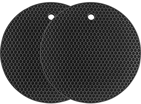 Silikon-Untersetzer, Mehrzweck-Trockenuntersetzer, hitzebeständig bis 240 °C, Topflappen, wasserdicht, (2er-Set), rutschfest, flexibel, langlebig, spülmaschinenfest (schwarz)