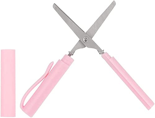Pen Shape Small Portable Scissors Paper Scissor Design Student Safe Cutting Art Office School Supply Stationery (Baby Pink)