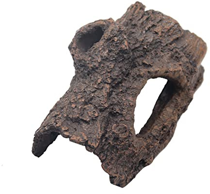 Reptile Habitat Décor Hideouts Bark Bends, Aquarium Cave Hollow Tree Trunk for Lizard Chameleon Gecko Snake