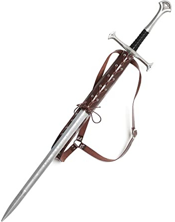 HZMAN Épée médiévale en Cuir de la Renaissance Épée Grenouille Épée LARP Accessoire de Costume Sangle d'épaule Grenouille Épée Ceinture arrière, Marron, réglable