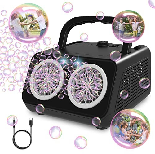 Panacare machine à bulles professionnelle,machine à bulles portable 20000+bulles/minute, 26trous de bulles/eau à bulles gratuite incluse, jouet à bulles pour enfants/mariage/anniversaire/fête de Noël
