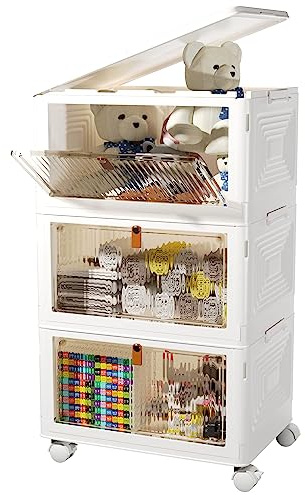 Contenedores de Plástico con Tapa Caja Plegable Plastico Paquete de 3 Contenedores de almacenamiento Caja de Almacenamiento Multifuncional para dormitorio sala de estar armario baño cocina estudio