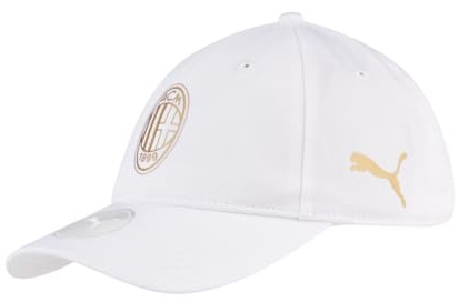 AC Milan Cappello con Visiera, Cappellino Estivo Classico con Logo Ufficiale AC Milan, Cappellino Uomo o Donna, Unisex, Regolabile, Bianco/Oro