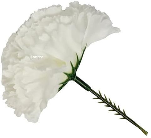 INERRA Carnation Picks - 50 Artificial Flowers for Floral Foam Tributes, Letters and Funeral Arrangements (Ivory)