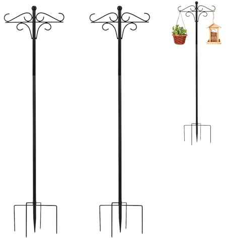 NQEUEPN 2 Pezzi Ganci Pastori Giardino, Pali Mangiatoia Uccelli Metallo Ganci Pastori Addensati Supporto per Pastori Resistenti per Mangiatoia Esterna Sospesa, Lanterne Piante, Decorazione Nozze