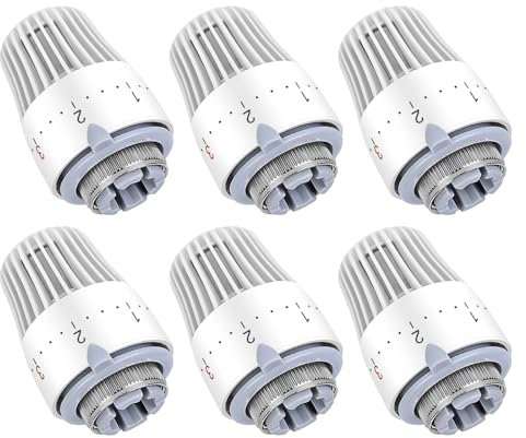 Heizungsthermostat Heizkörperthermostat Thermostat Heizung Thermostatkopf: 6 Stück Heizkörperventil M30x1,5, Heizungsregler mit Nullstellung, Thermostatventil Heizkörper Ersatzkopf für Büro Zuhause
