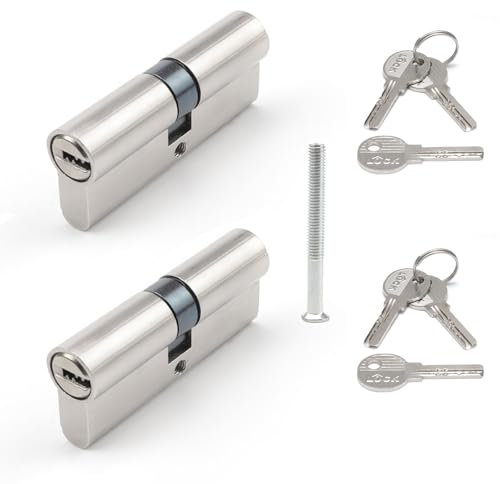 LWLWA 2 Piezas Bombin Cerradura, Aleación Bombin Doble Embrague 70 mm, Diseño de Desbloqueo Bidireccional, con Tornillos Cerradura Seguridad, para Cerraduras Puertas Nueva Instalación y Reemplazo