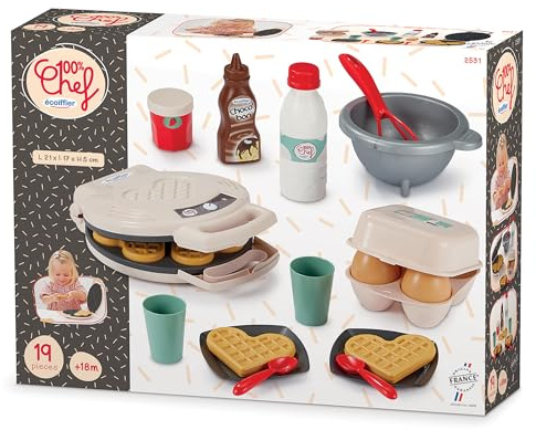 ECOIFFIER - 2531 - Le gaufrier pour Enfants - Dès 18 Mois - Jouet en Plastique résistant - avec Accessoires et ingrédients - pour Cuisiner comme Un Chef, Couleurs Primaires
