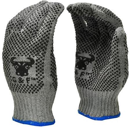 G & F Products Natural Cotton Work Gloves, Medium, PVC Dots for Non-Slip Grip, Breathable Knit, Reversible, Durable for Warehouse, Shipping, Material Handling, Construction, Assembly Line, 12 Pairs