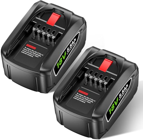 Mspalocell 18V 5.5Ah Akku für Bosch PBA/PSB/PSR Series, AL1880CV AL1810CV AL18815CV AL1830CV, Ersatzakku für Heckenschere, Akkuschrauber, Bohrschrauber, Säge und Rasenmäher 2 Stücke