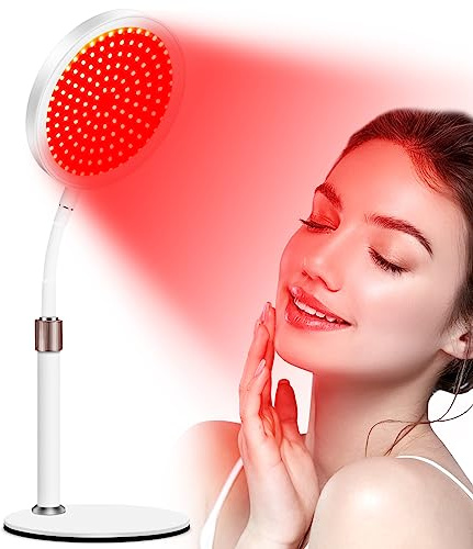 Relhafethy Lampe à lumière rouge, 940 & 850 et 660 lampe à lumière infrarouge avec base, minuterie de 15/30/45 minutes, 9 réglages de luminosité, design flexible en col de cygne et puce 3 en 1, 100