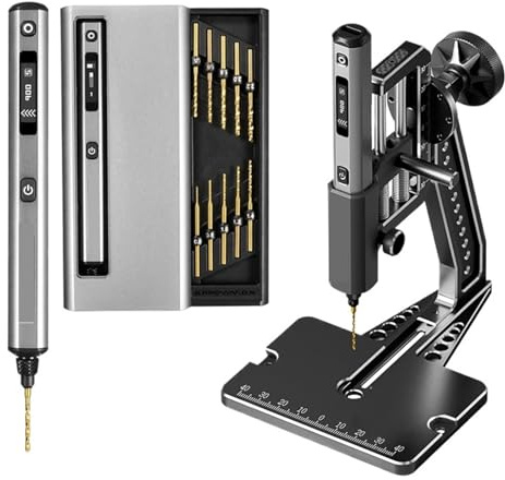 Trapano a Colonna Mini trapano elettrico con pressa da banco Kit a mano senza fili for artigianato Legno Plastica Casa Fai te