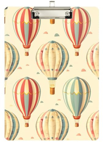 YETTASBIN Hot Air Balloon Clipboard, A4 Letter Size Acrylic Clipboards with Hanging Hole & Metal Clip for Nurse Office Worker Student, 12.5 x 9 Inch(Silver)