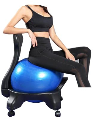 Silla de equilibrio portátil con soporte de espalda, asiento ergonómico de yoga para el hogar, oficina, gimnasio, ideal para trabajadores, estudiantes y profesores (sin pelota)