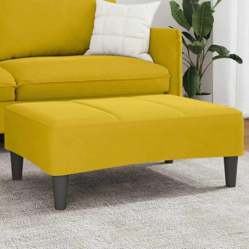 Zentexion Fotpall gul 77 x 55 x 31 cm sammet sittkub puffpall lounge möbler modern hemidé