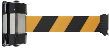 Enrouleur mural intérieur premium à fixer - sangle 2m noire/jaune