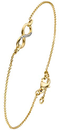 Jobo Damen-Armband Unendlichkeit aus 9 Karat 375 Gold Bicolor mit 7 Zirkonia 19,5 cm