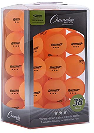 Champion Sports 3 Star Table Tennis Ball Pack – Tournament Size, Orange, Box of 38, 40mm Seamless, CTTA & ITTA Approved