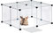Relaxdays Freilaufgehege, HBT 37 x 75 x 75 cm, Freigehege mit Tür & Abdeckung, DIY Kleintiergehege, transparent, weiß