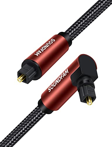 SOUNDFAM Right Angle Optical Cable 90 Degree Optical Audio Cable for Soundbar TV - 1.8M