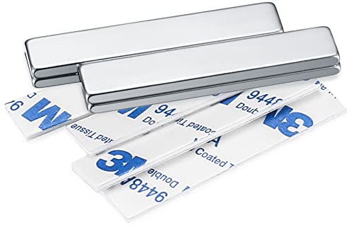 4 Piezas Imánes de Neodimio, Imanes Potentes Super Fuerte Rectángulo, Tiras de Iman Adhesivo para Refrigerador Magnético Armario se Cocina, con 5 Cinta Adhesiva de Doble Cara
