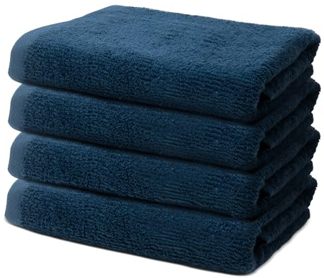 4 er Set Handtücher 50x100 cm | Frottee Weich & Flauschig | 100% Baumwolle | Frottier Handtuch Duschtuch Badetuch Badehandtuch | Oeko-Tex | 500g/m² | Ôhm | Dunkelblau