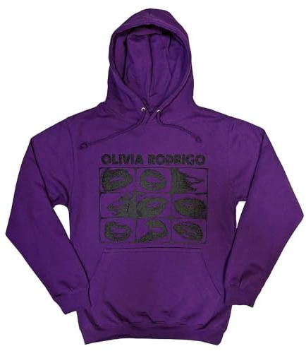 Rock Off officiellt licensierade produkter Olivia Rodrigo tröskel läppar rutnät pullover huvtröja lila