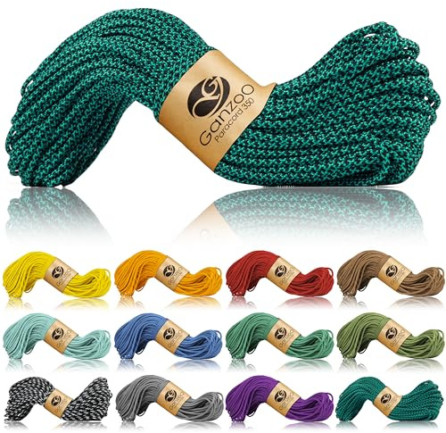 Ganzoo Paracord 350 Seil 30m 2,5mm Typ 1 aus Nylon Polyester, Outdoor Schnur und Allzweckseil für Takelung sowie Knüpfen, für Armband, Hundehalsband, Hundeleine, Camping Survival, Diamant smaragd grün