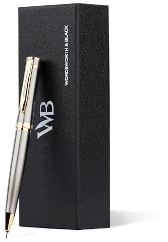 Wordsworth & Black Mechanischer Bleistift Graphitmine - Silberchrom mit 24K Goldveredelung, 0,7 mm Mine, Bestes Geschenkset für Männer und Frauen