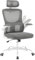WOLTU Bürostuhl ergonomisch, Schreibtischstuhl mit Schaukelfunktion, Verstellbare Kopfstütze, umkehrbare Armlehnen, Lendenwirbelstütze Arbeitsstuhl für Büro, Bürostühle 150 kg, Grau