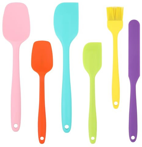 Set di 6 Spatole in Silicone - Utensili Cucina Silicone - Spatola Cucina - Utensili da Cucina - Resistente alla Lavastoviglie - di Qualità Alimentare,per Aiutarti a Ottenere Risultati nella Tua Cucina