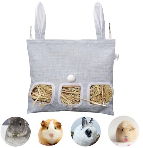 Bolsas de Heno Alimentador de Conejo,Bolsa de Heno,Bolsa de Alimentación de Animales Pequeños,Bolsa de Heno para Mascotas para Conejo/Conejillo de Indias/Chinchilla(Amarillo) (Azul, M)