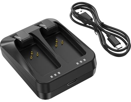 POANES Laddare med dubbla portar kompatibel med SRAM AXS/eTap Red Force Rival GX Eagle-batteri, USB-C-snabbladdare för dubbla batterier med USB-C-kabel