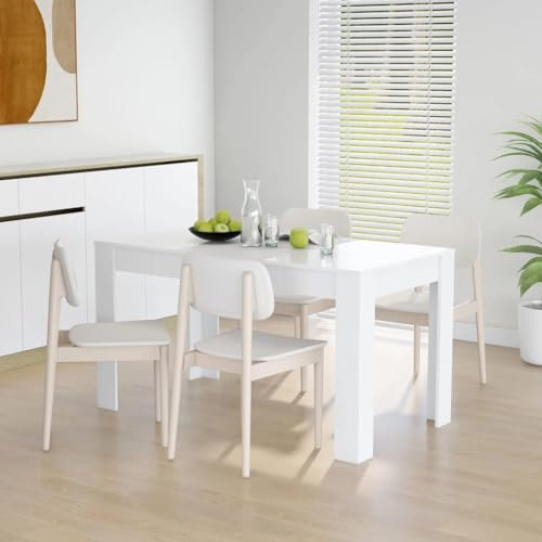 Myheimly Esstisch mit simplen Linien Küchentisch Esszimmertisch Speisetisch Tisch Esszimmer Küche Esszimmermöbel 140x74,5x76cm Holzwerkstoff Weiß