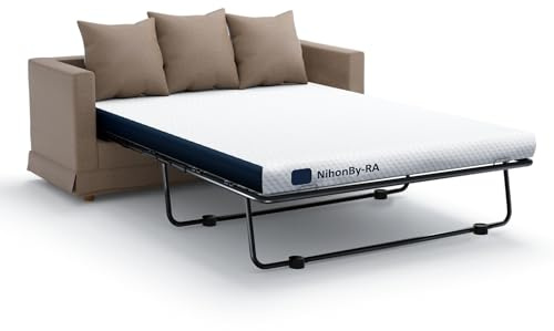 NihonBy-RA 4.6 Inch Memory Foam Mattress Replacement for Sleeper Sofa and Couch Beds | 4.6 in| CertiPUR-US Certified | Washable Material w(Sofa Not Included)(Queen)