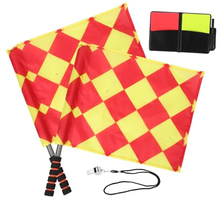 Toddmomy Attrezzatura per Arbitri Calcio con Cartellini Rossi e Gialli Inossidabile e Bandierine Resistenti Kit Completo per Arbitri Partita Accessori Sportivi per Calcio