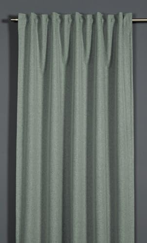 Sehlbach Tenda pronta con fettuccia, Texture oscurante, Verde, 140 x 245 cm, A risparmio energetico in inverno, Termoresistente in estate, Fonoassorbenti, Certificato Oeko-Tex