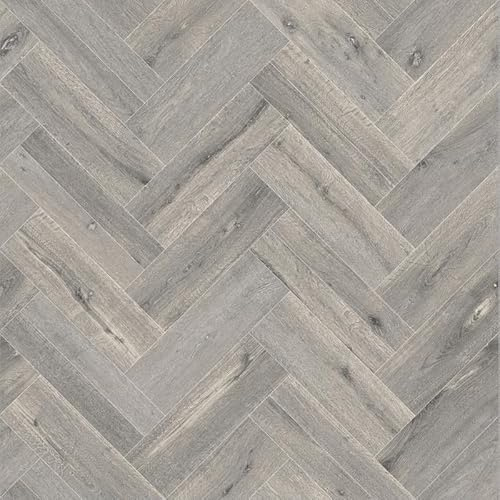 Mayfair 109M Grey Wood Herringbone Effect Turbo Vinyl Flooring | - 3m x 1m (9ft10 x 3ft3)