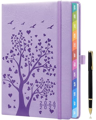 Lehrerkalender 2026–2027 A5+ (22 x 16,5 cm), Lehrerplaner & Schuljahresplaner, Unterrichtsplaner mit Monats- & Wochenansicht, Notenlisten, Klassenorganisation, 100gsm Papier, – Lavendel