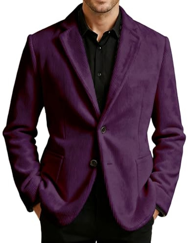 RUMAOZIA Veste en velours côtelé pour homme - Veste de costume rétro pour homme - Sportif - Loisirs - Blazer décontracté - Coupe droite - Veste de loisirs - Couleur unie - Manteau à revers - Automne