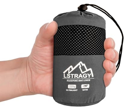 LSTRAGY Saco de Dormir Ultraligero de satén, 220 g Saco de Dormir Fino con Funda y Cremallera bidireccional, Ideal para hostales y Viajes de mochilero, imprescindible para el Senderismo, 70 x 220 cm