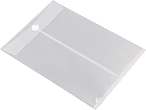 HF2 Plånboksmapp (paket med 10) | A4-storlek | Kuvertdokumentmapp med kardborrstängning | genomskinlig & genomskinlig | för hem, kontor, skola och företag | porträtt dokumentorganisering och hållare