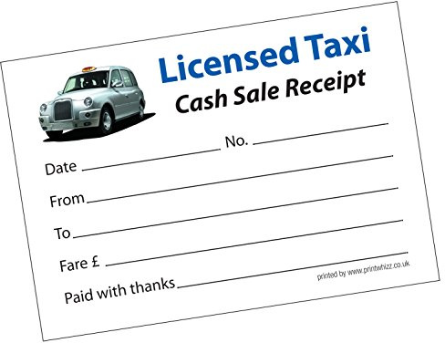 1 x Licensed Taxi Minicab Receipt Pad 50 Sheets