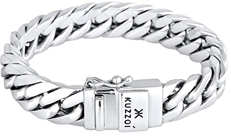 Kuzzoi Buddha Silber-Armband Herren 925 Silber Panzerarmband (14 mm)