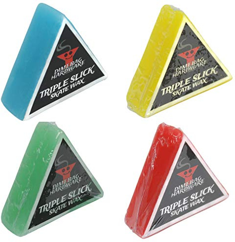 Triple Slick Scented Skateboard Curb Wax - Pocket Size Multi Color 4-Pack for Skaters On The Go - Use on Curbs, Ledges and Rails at the Skate Park or in the Streets