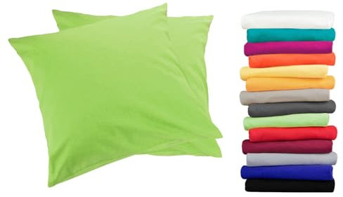 Moon 2er Pack Luxury Linon Kissenbezug 100% Baumwolle-apfelgrün-40x40
